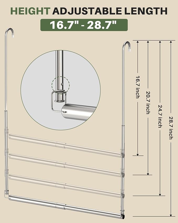 Hanging Closet Rod, 2 Pack Adjustable Height & Width Closet Rods - Image 3