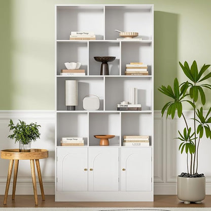 71" Tall Bookshelf with 10 Cubes and 3 Doors, 4-Tier Bookshelf, Open Shelf by Housoul