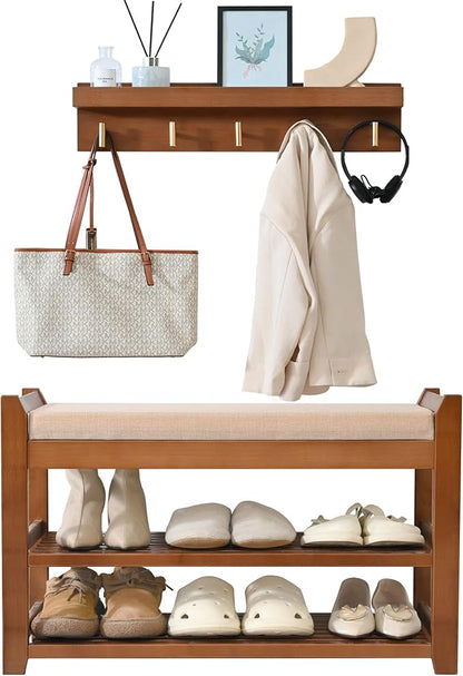 PETKABOO Shoe Rack for Front Door Entrance, 28” Entryway Bench by PETKABOO
