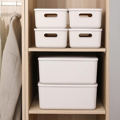Plastic Storage Baskets With Lid Organizing Container Lidded Knit Storage - Image 4