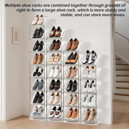 SMILHELTD Vertical Shoe Rack 8 Tiers – Narrow Space Saving Clear Sneaker Storage - Image 6
