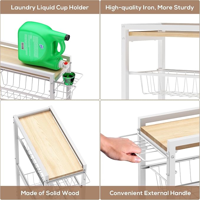 4 Tier Slim Rolling Storage Cart - Image 5