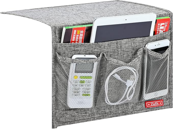 Zafit Linen 4 Pockets Bedside Caddy, Bedside Storage Organizer by ZAFIT