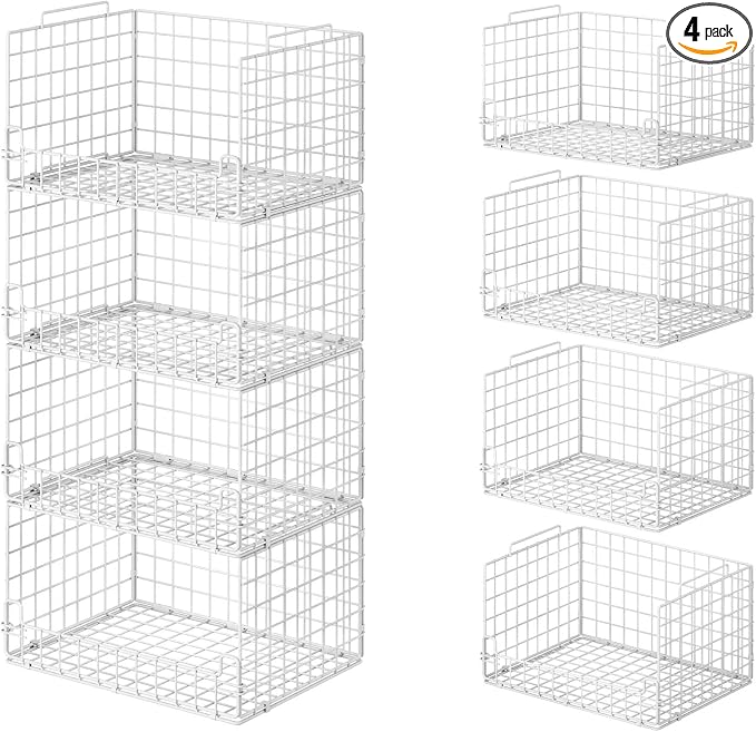 4-Tier Stackable Closet Organizers and Storage Basket by Unknown