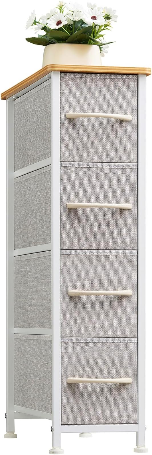 Somdot Narrow Dresser for Bedroom, 4 Drawer Storage Cabinet, Ash Grey | Storage by Somdot