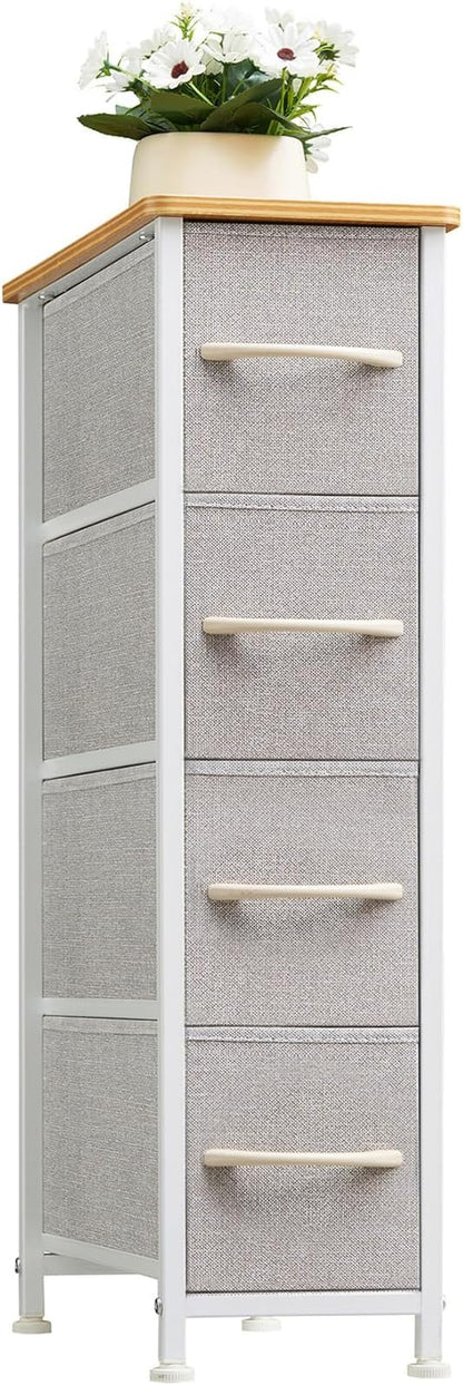 Somdot Narrow Dresser for Bedroom, 4 Drawer Storage Cabinet, Ash Grey | Storage by Somdot
