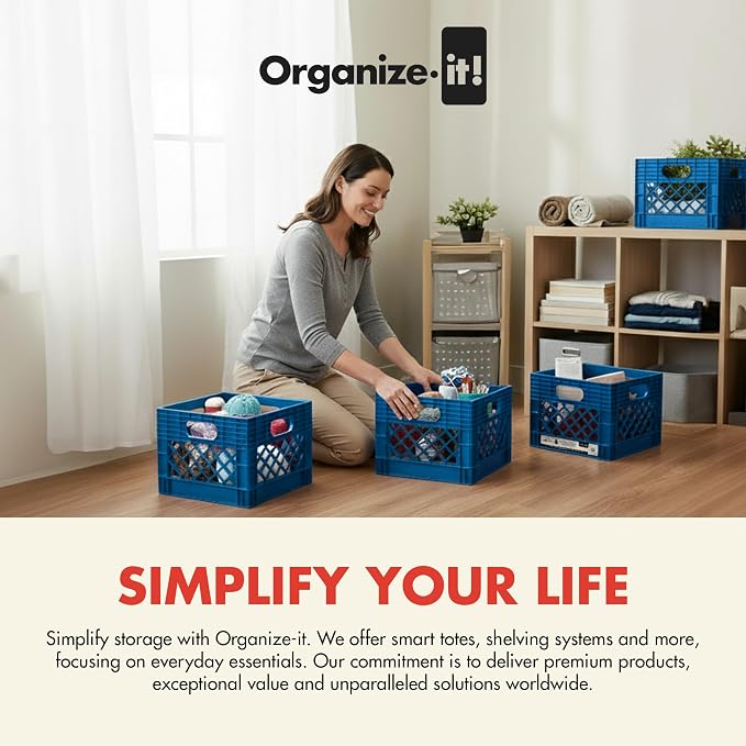 ORGANIZE-IT! 4 Pack Storage Milk Crate, Heavy Duty Versatile Box Organizers - Image 5