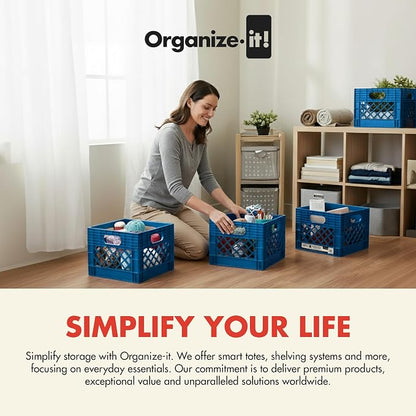 ORGANIZE-IT! 4 Pack Storage Milk Crate, Heavy Duty Versatile Box Organizers - Image 5