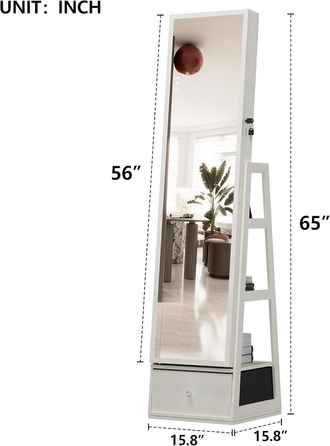 Montary Jewelry Cabinet with Full-Length Mirror - Image 2