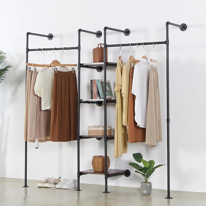 Wall Mounted Industrial Pipe Heavy Duty Clothes Rack, Clothing Rods - Image 9