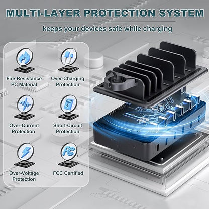 Charging Station for Multiple Devices, 6 in 1 Charger Station Multiple Charging - Image 2