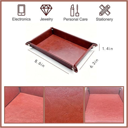 Leather Valet Tray Organizer, Catchall Tray, Desktop Storage - Image 8