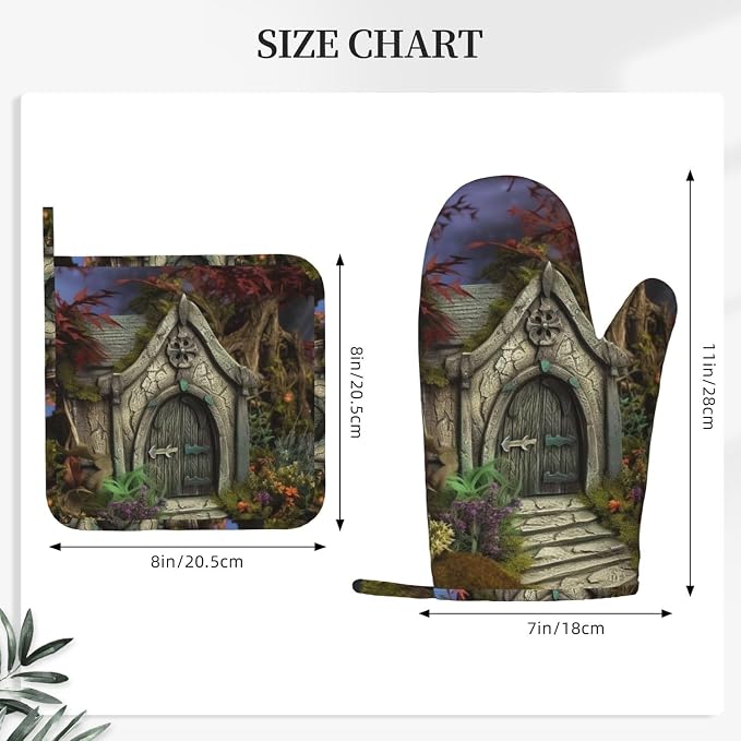 Gothic Fairy Garden Oven Mitts and Pot Holders Sets of 2 Heat Resistant - Image 4