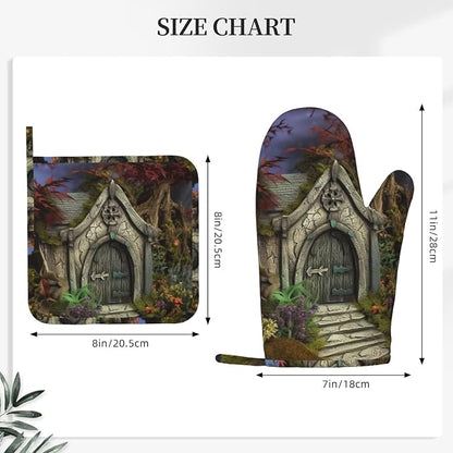 Gothic Fairy Garden Oven Mitts and Pot Holders Sets of 2 Heat Resistant - Image 4