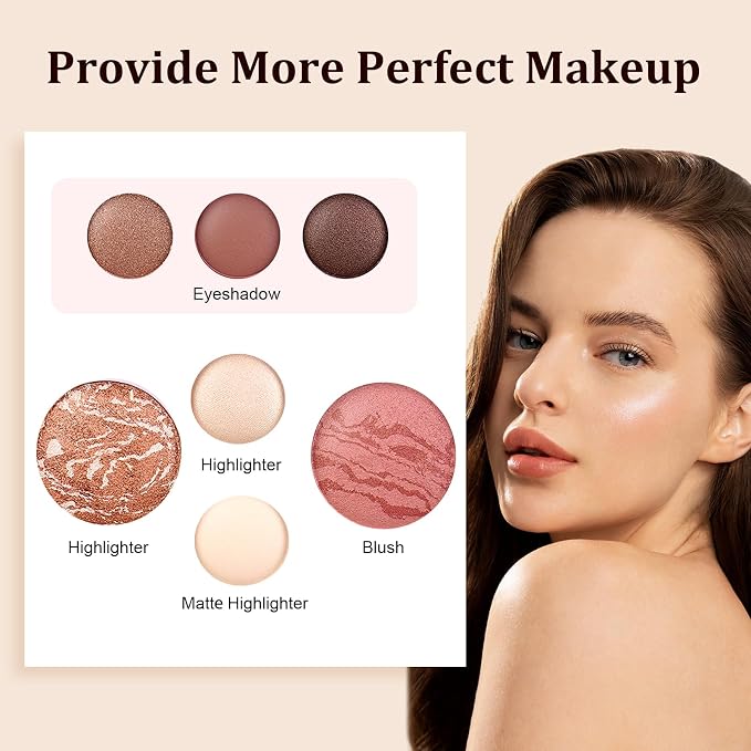 Color Nymph Face Makeup Palette, All-in-one Baked Palettes Travel-Friendly - Image 4