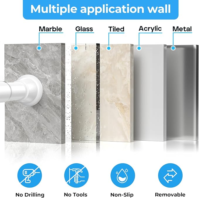 4Pcs Spring Tension Curtain Rod, No drilling Spring loaded Curtian rod - Image 3