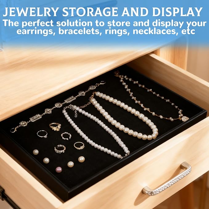 Rainmae 6 Pcs Velvet Stackable Jewelry Tray Showcase Display, Jewelry Organizer - Image 5