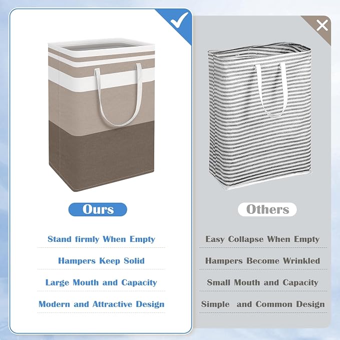 BlissTotes 3-Pack Laundry Basket, Freestanding＆Waterproof Laundry Hamper - Image 3