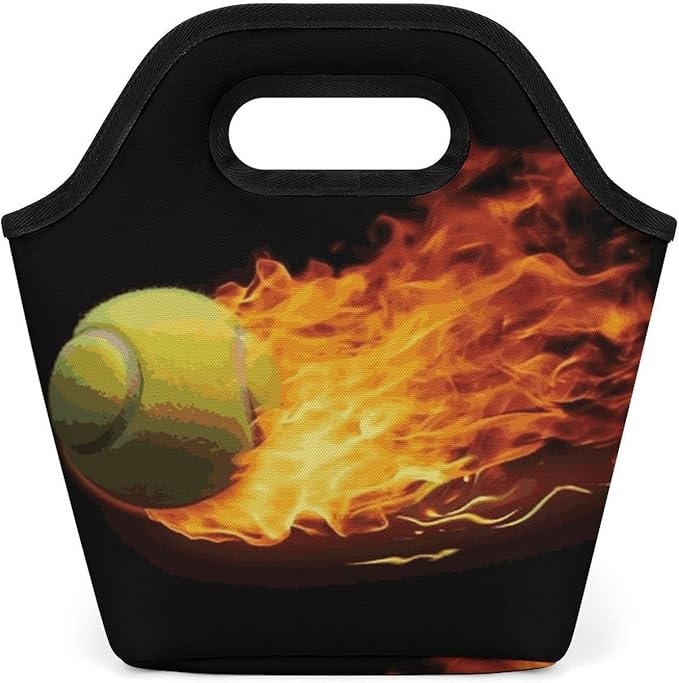 Burning Tennis Pictures Lunch Bag Cooler Bag Tote Bags | Reusable Portable by Unknown