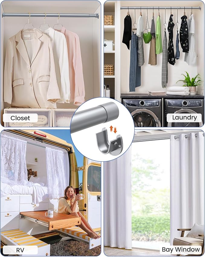 Supforce 2 Pack Closet Rods for Hanging Clothes, 17 to 39 Inches Stepless - Image 6