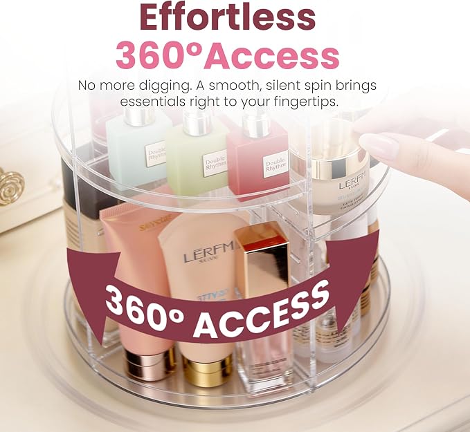 Masirs 360 Rotating Makeup Organizer Countertop - Image 3