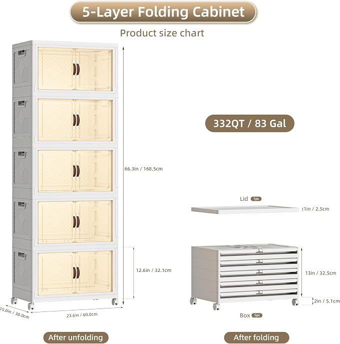 332 QT / 83 Gal Extra Wide Foldable Plastic Cabinet - Image 2