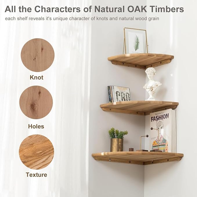Corner Shelves, Floating Corner Shelf, Round End Wall Mount - Image 5