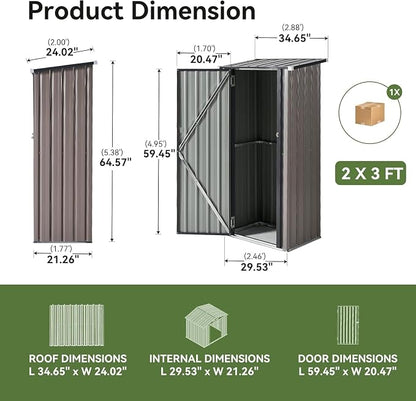 Aoxun 3’x2.1’ Outdoor Metal Storage Shed - Image 3