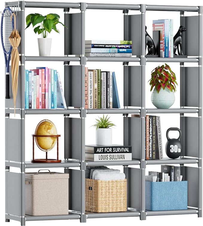 Mavivegue Book Shelf, 12 Cube Storage Organizer, DIY Bookcase, Metal Cube by Mavivegue