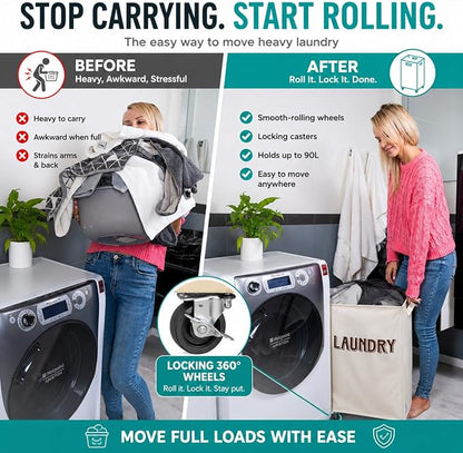 Wondersome Laundry Hamper with Wheels - Image 3