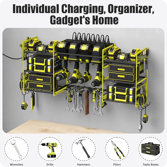 CCCEI Green Power Tool Organizer Wall Mount, Large Tools and Battery Storage - Image 6