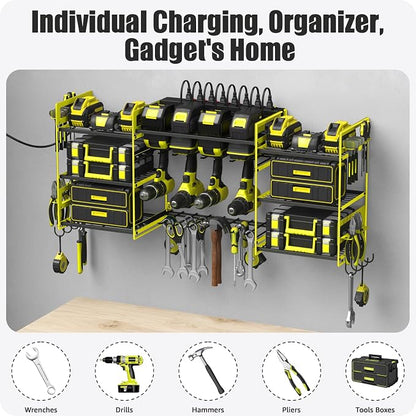 CCCEI Green Power Tool Organizer Wall Mount, Large Tools and Battery Storage - Image 6