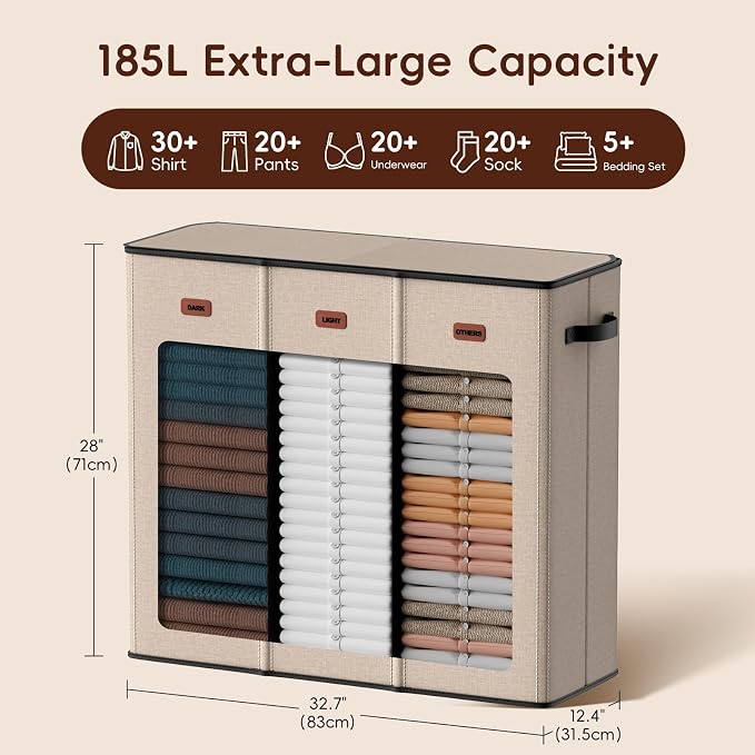 185L Laundry Hamper 3 Section, Laundry Hamper - Image 3
