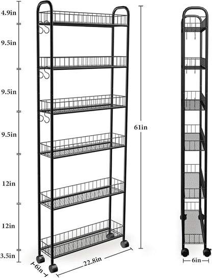 6in 6 Tier Slim Storage Cart - Image 5