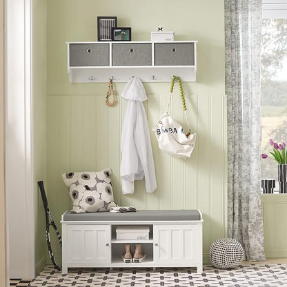 Haotian SoBuy Wall Shelf with Hooks, Coat Rack Wall Mounted with Shelf | Wall - Image 6