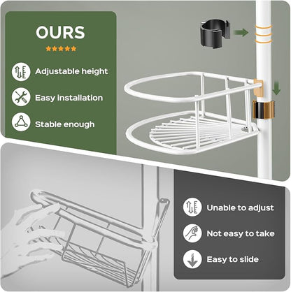 HAMITOR Corner Shower Caddy Tension Pole: Rustproof Bathroom Organizer Shelves - Image 6