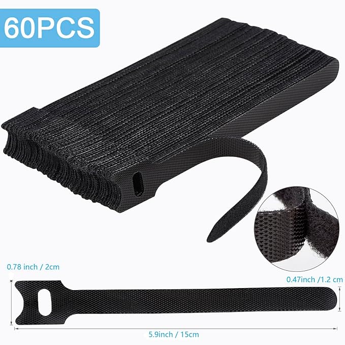 60 PCS 6 Inches Reusable Cable Ties, Adjustable Cord Straps Wire Organizer Cord - Image 2