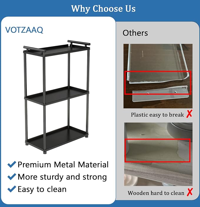 VOTZAAQ 3 Tier Bathroom Organizer Countertop, Stainless Steel Perfume Tray and - Image 3