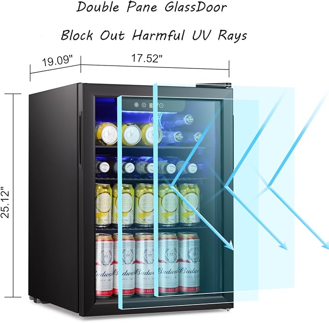 Antarctic Star Beverage Refrigerator Cooler-85 Can Mini Fridge Glass Door - Image 4