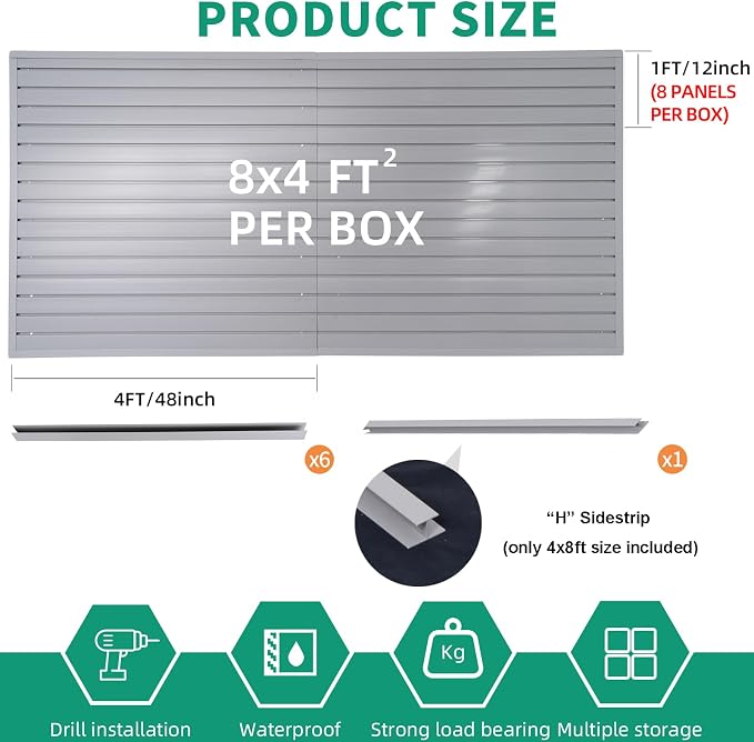 Slat Wall Paneling Garage Slat Wall Storage Systems Organizer Grey Slatwall 4x8 - Image 4