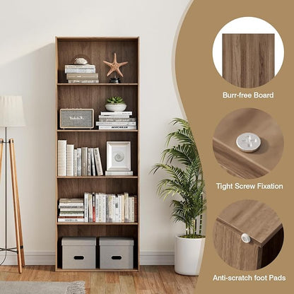 Tangkula 5-Tier Bookcase, 67” Tall Freestanding Bookshelf - Image 7