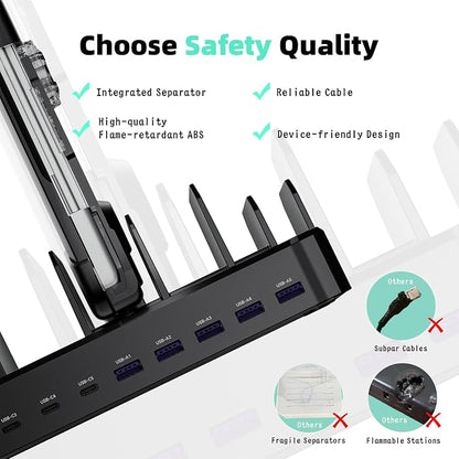 320W Charging Station for Multiple Devices, Zobirez 10-Port USB C Fast Charger - Image 2