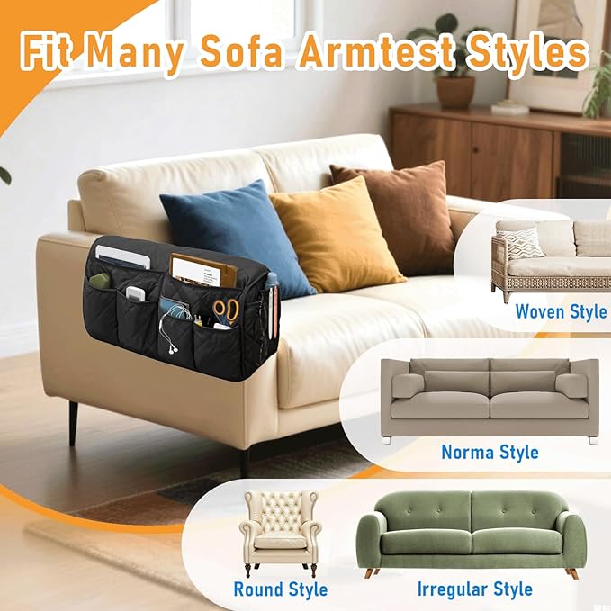 Armchair Caddy, Sofa Armrest Organizer, Non Slip Remote Control Holder - Image 7
