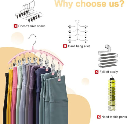 Metal Yoga Pants Hangers 1 Pack w/10 Clips Holds 10 Leggings, Space Saving - Image 3
