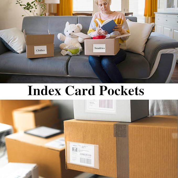 36 Pack 3" x 5" Adhesive Index Card Holders Clear PVC Label Holders | - Image 4