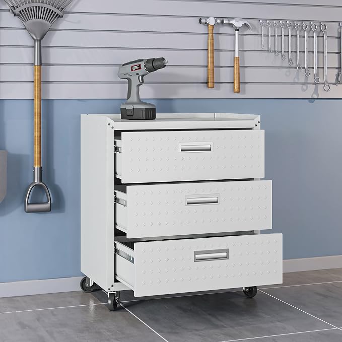 Manhattan Comfort Fortress 31.5-Inch Rolling Garage Tool Chest, 3-Drawer - Image 4