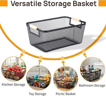 2-Pack Metal Mesh Basket, Medium Wire Storage Organizer - Image 5