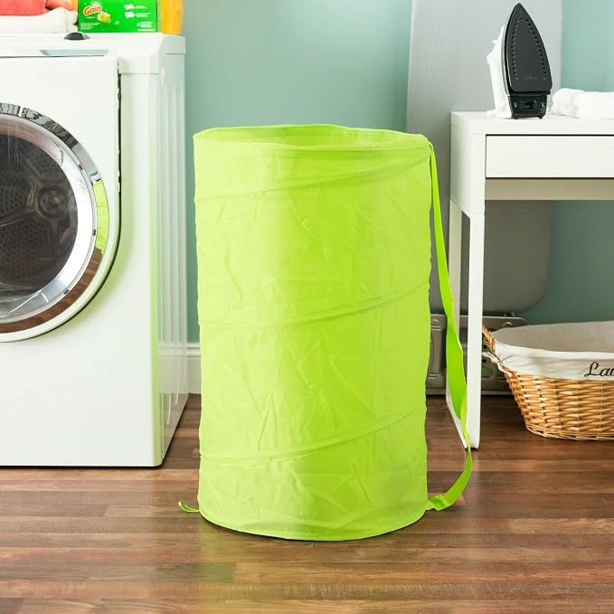 Laundry Basket Pop Up Barrel Hamper Collapsible Breathable Mesh Bag Solid Color - Image 5