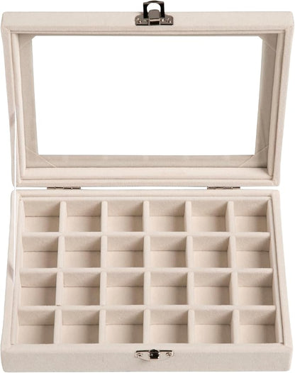 Frebeauty 24 Grid Earring Organizer, Small Velvet Jewelry Tray - Image 2