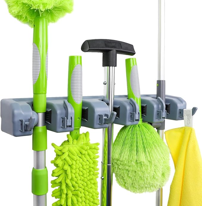 Amazon Basics Rectangular Heavy Duty, Wall Mount Storage Broom, Mop Holder or by AmazonBasics